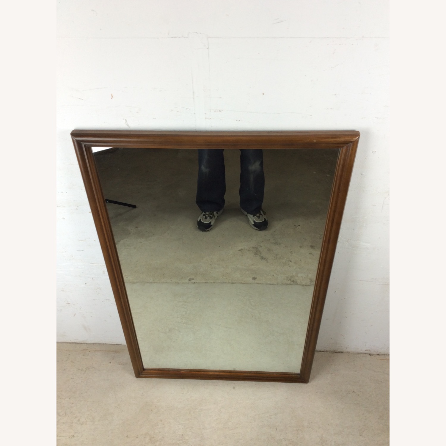 MCM Rectangular Mirror with Rounded Walnut Frame - image-3