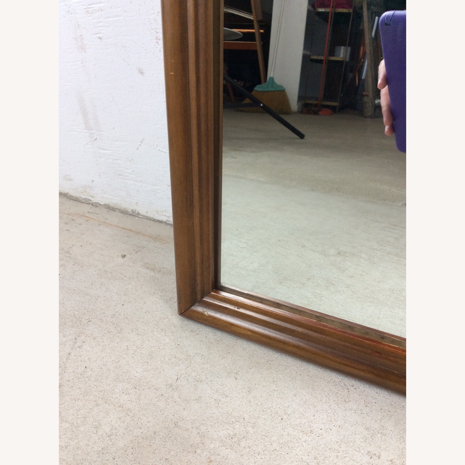 MCM Rectangular Mirror with Rounded Walnut Frame - image-8
