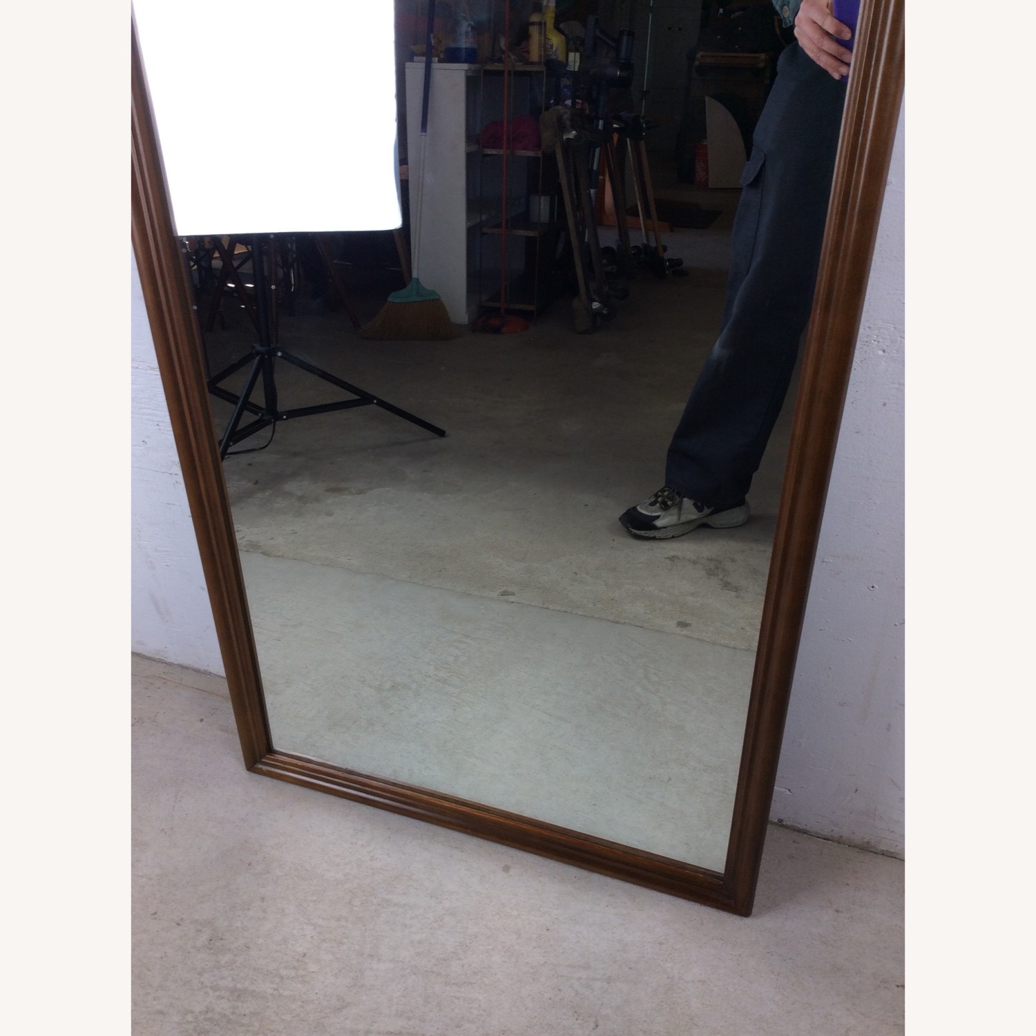 MCM Rectangular Mirror with Rounded Walnut Frame - image-6