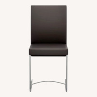 Roche Bobois Amplitude Dark Gray Leather Dining Chairs