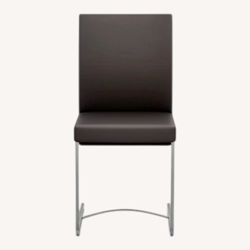 Used Roche Bobois Amplitude Dark Gray Leather Dining Chairs for sale on AptDeco
