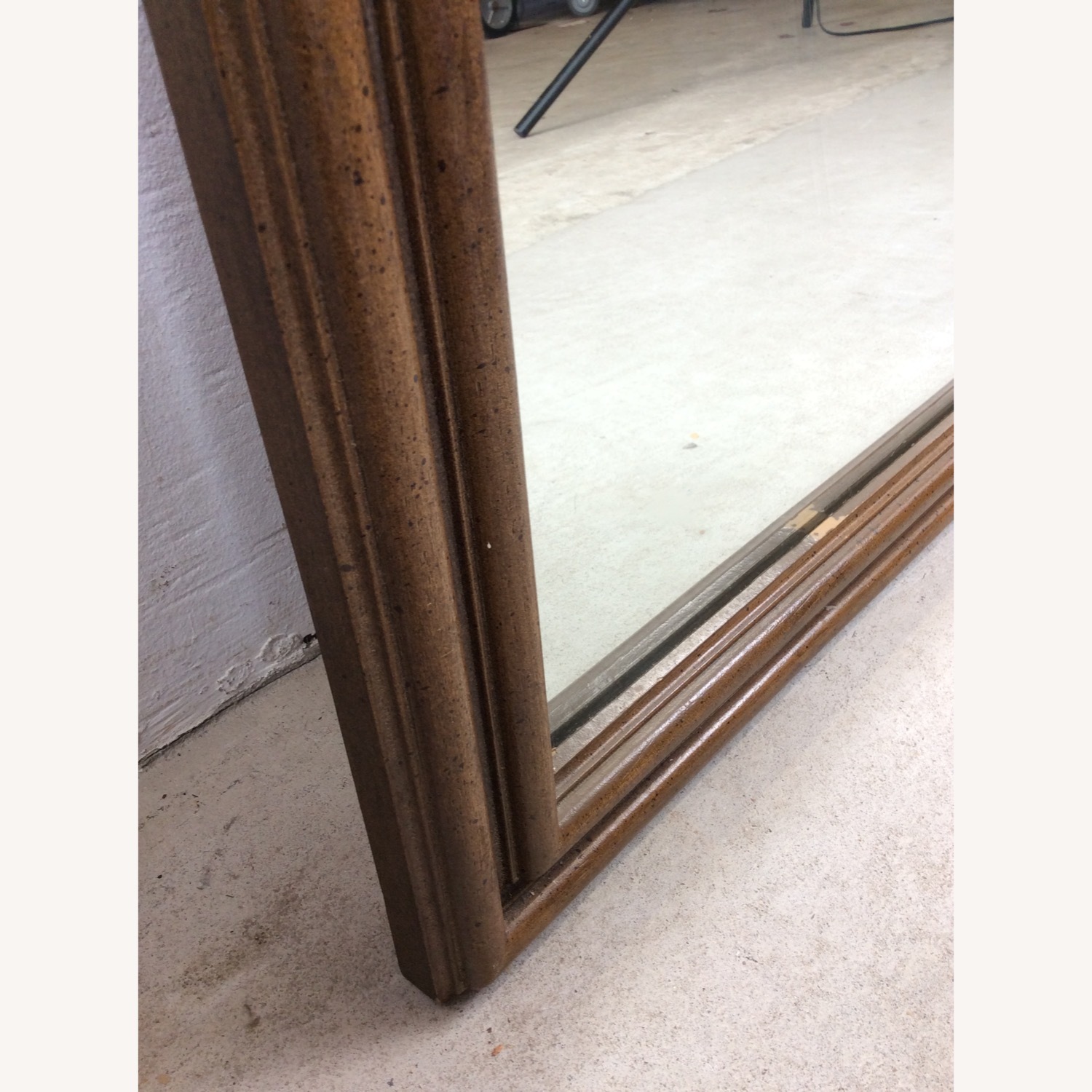 Mid Century Mirror with Inlaid Wood Panel - image-12