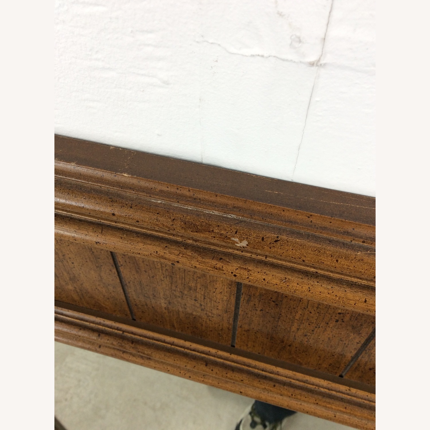 Mid Century Mirror with Inlaid Wood Panel - image-7
