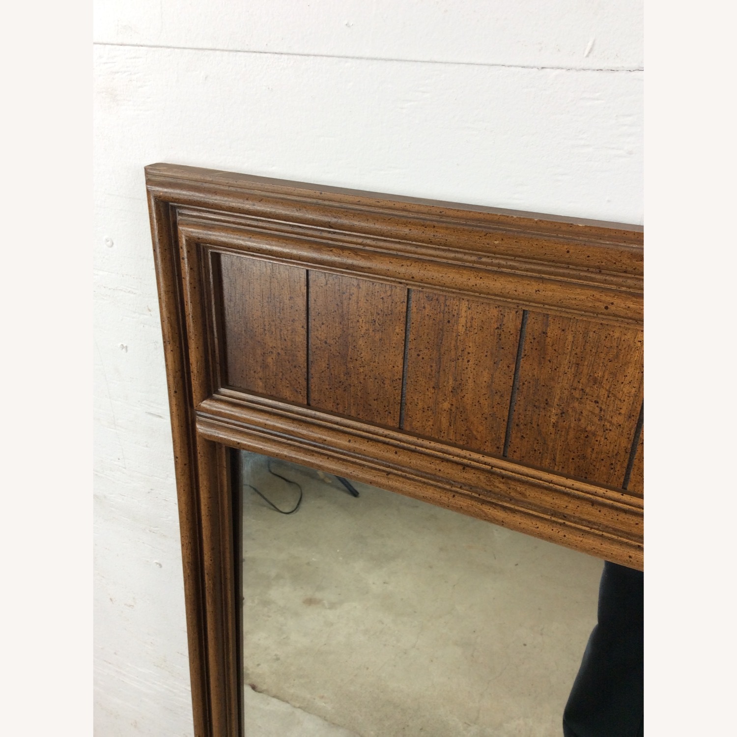 Mid Century Mirror with Inlaid Wood Panel - image-14