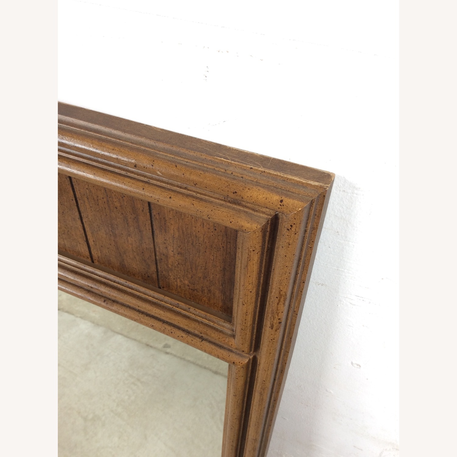 Mid Century Mirror with Inlaid Wood Panel - image-5