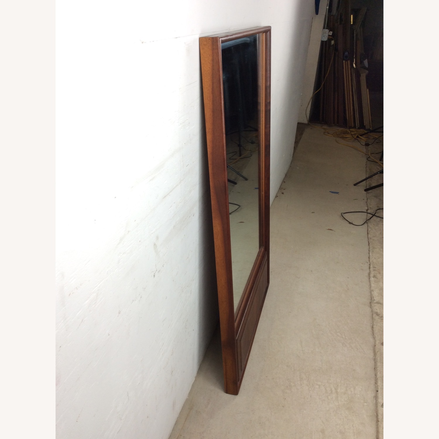 MCM Wall Mirror with Walnut Panel at Bottom - image-18
