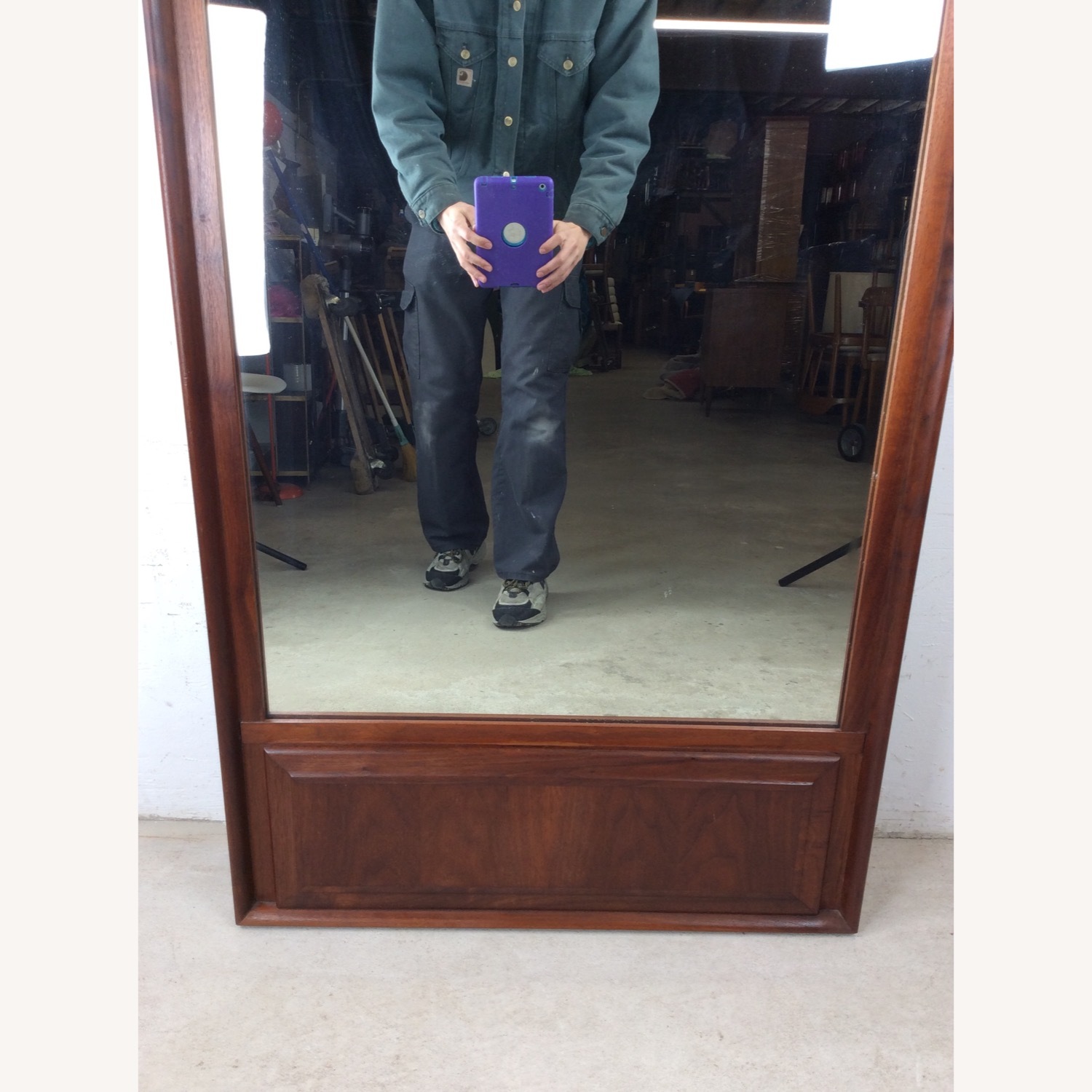 MCM Wall Mirror with Walnut Panel at Bottom - image-6