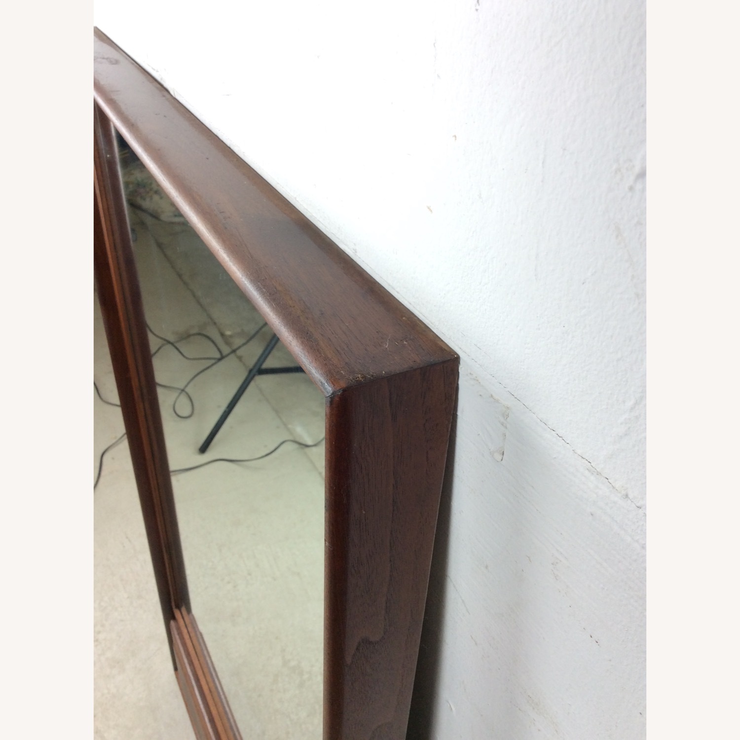 MCM Wall Mirror with Walnut Panel at Bottom - image-10