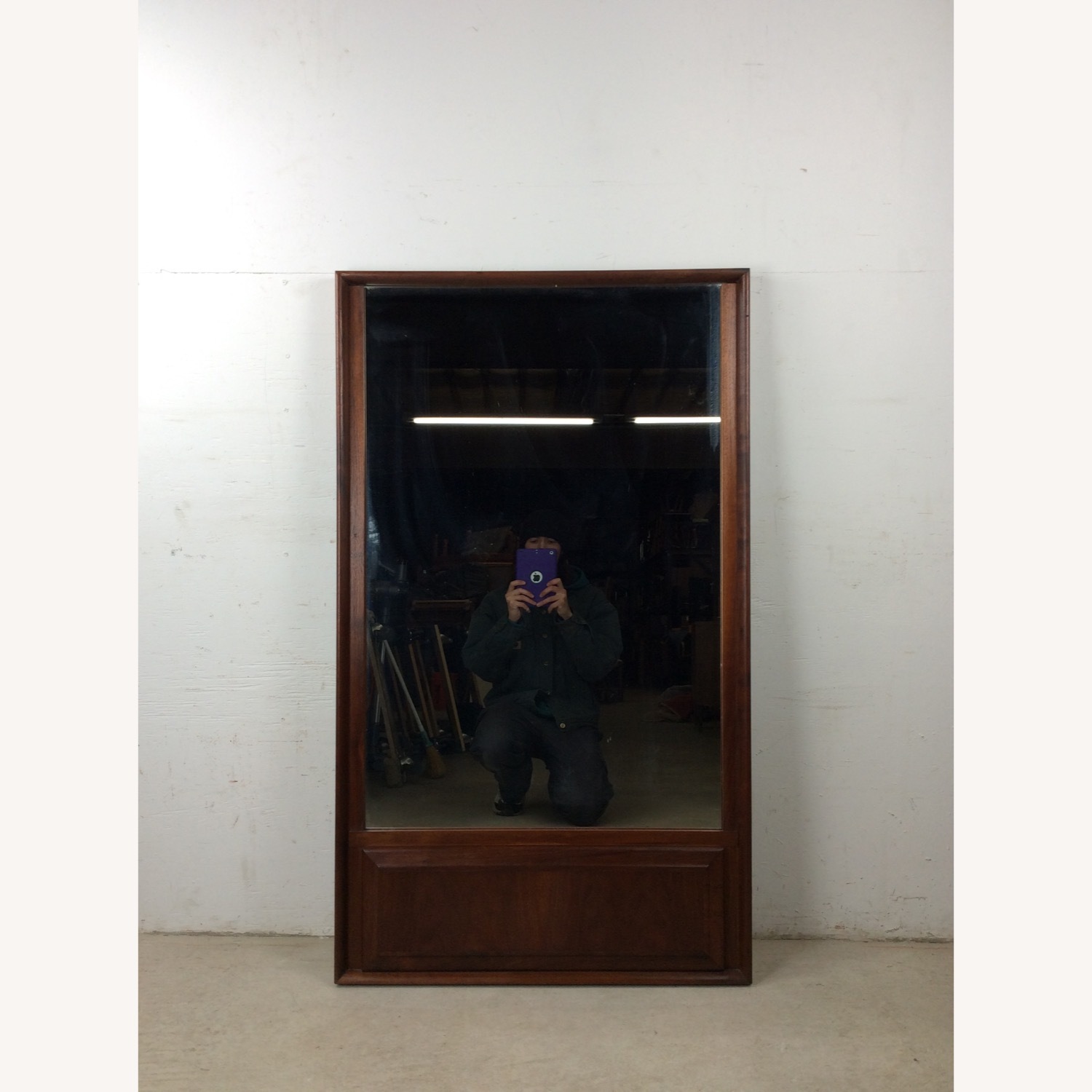 MCM Wall Mirror with Beveled Panel at Bottom - image-3