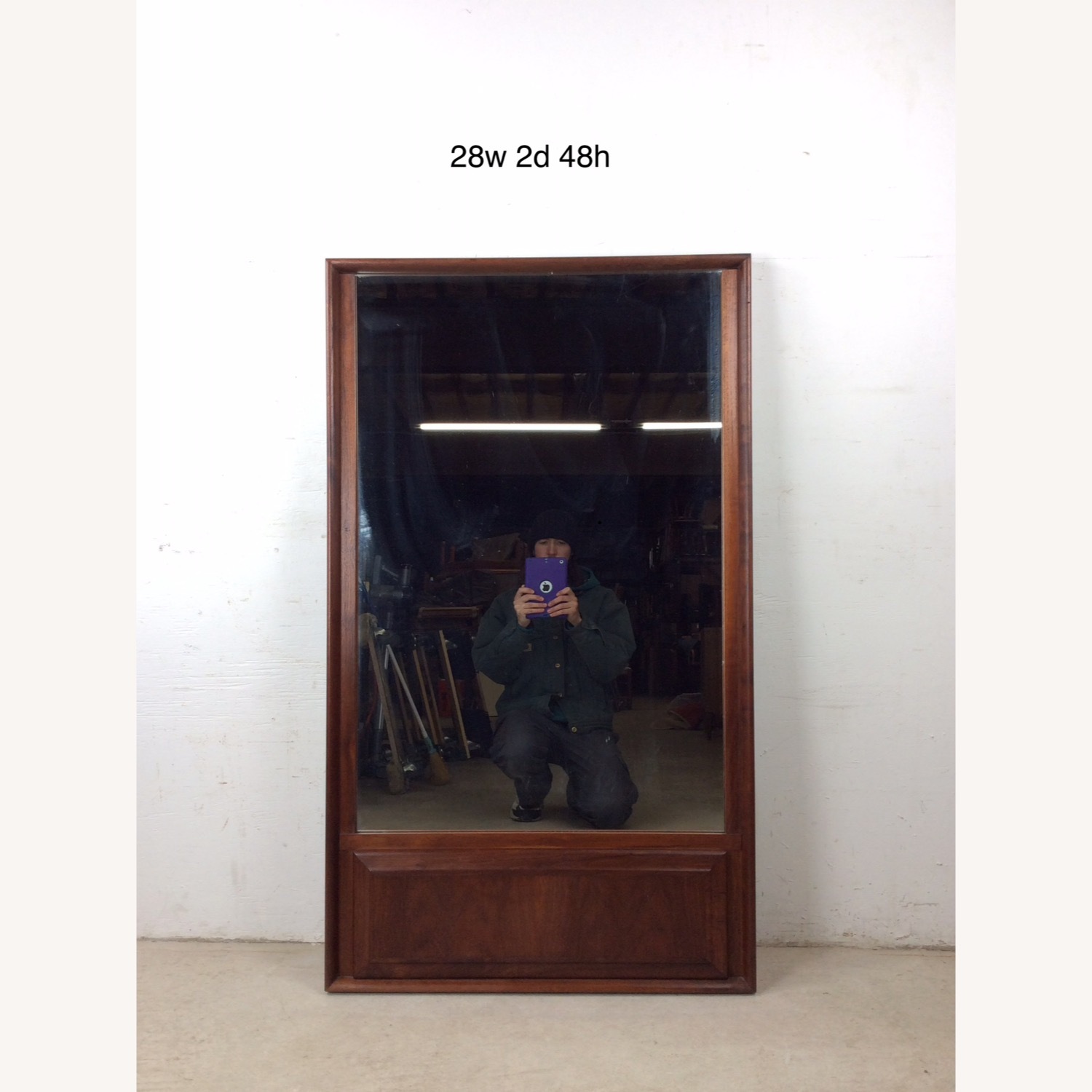 MCM Wall Mirror with Beveled Panel at Bottom - image-21