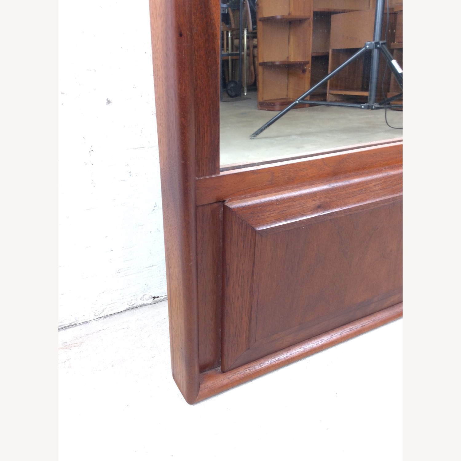 MCM Wall Mirror with Beveled Panel at Bottom - image-12