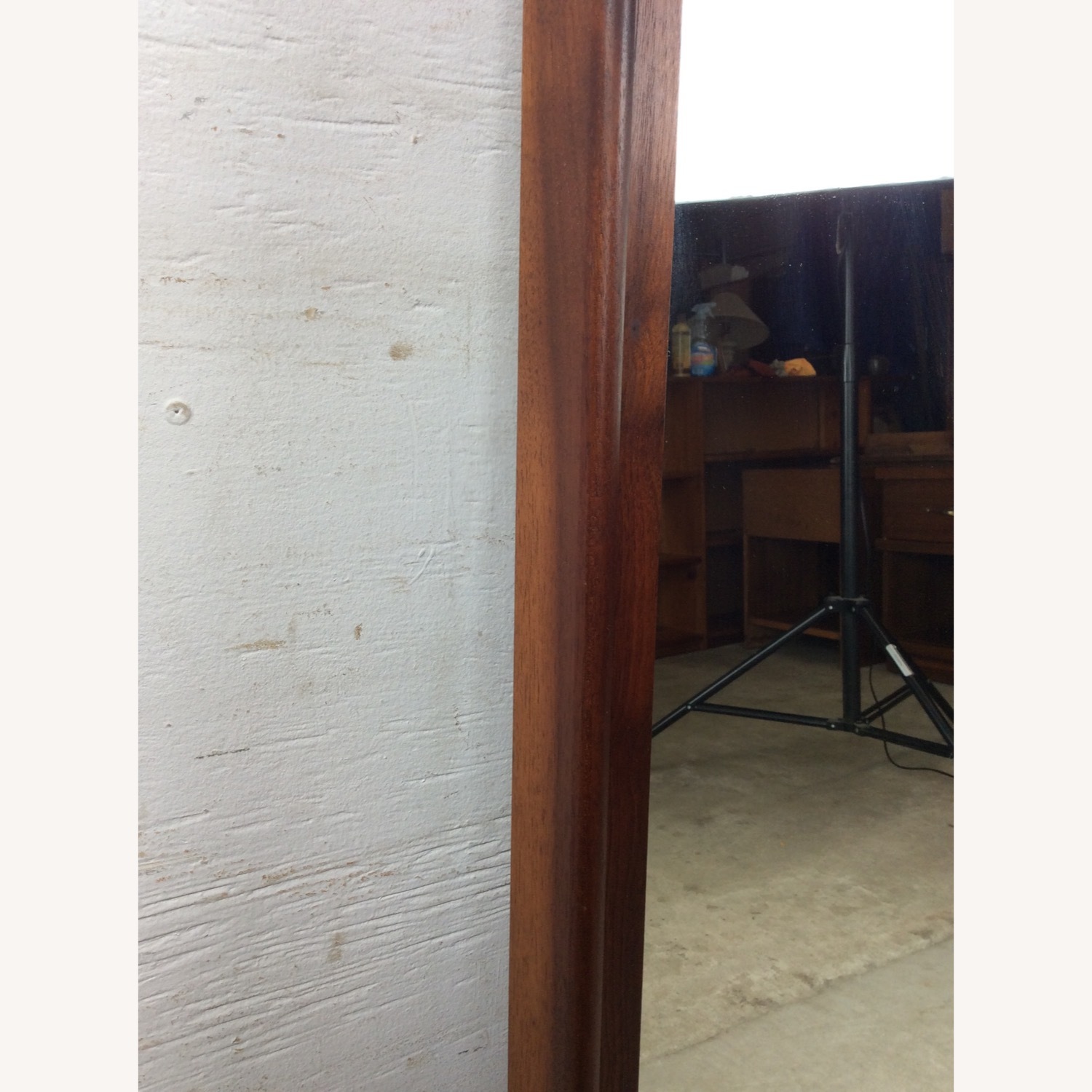 MCM Wall Mirror with Beveled Panel at Bottom - image-14