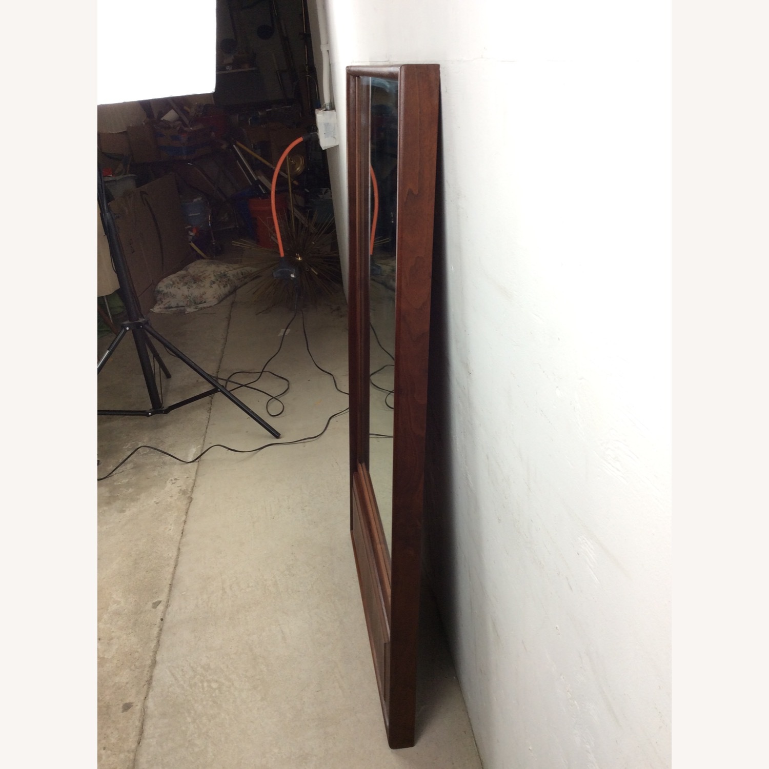 MCM Wall Mirror with Beveled Panel at Bottom - image-16