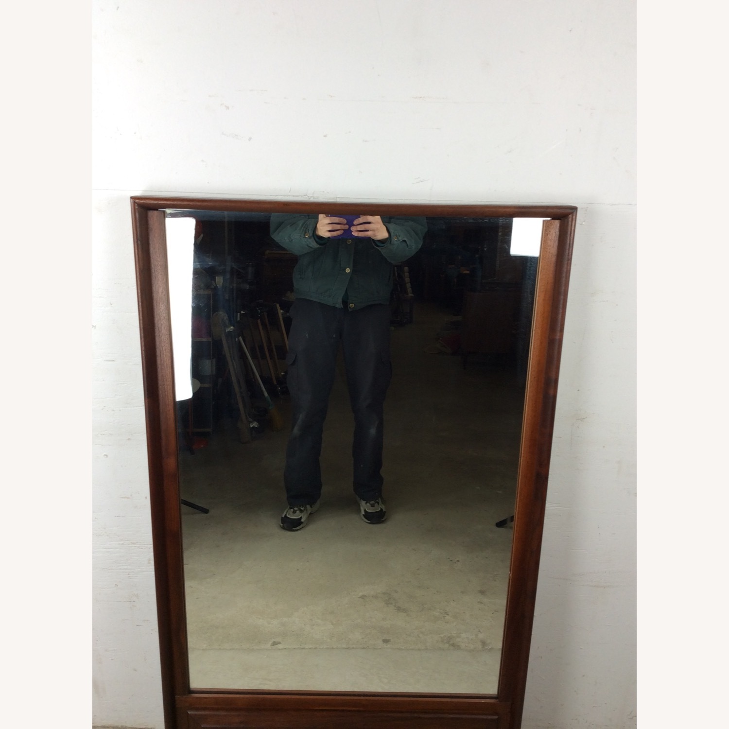 MCM Wall Mirror with Beveled Panel at Bottom - image-5