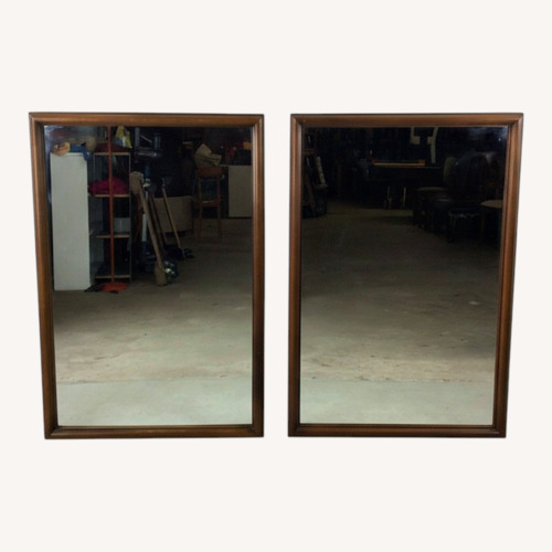 Used Pair MCM Rectangular Wall Mirrors with Thin Walnut for sale on AptDeco