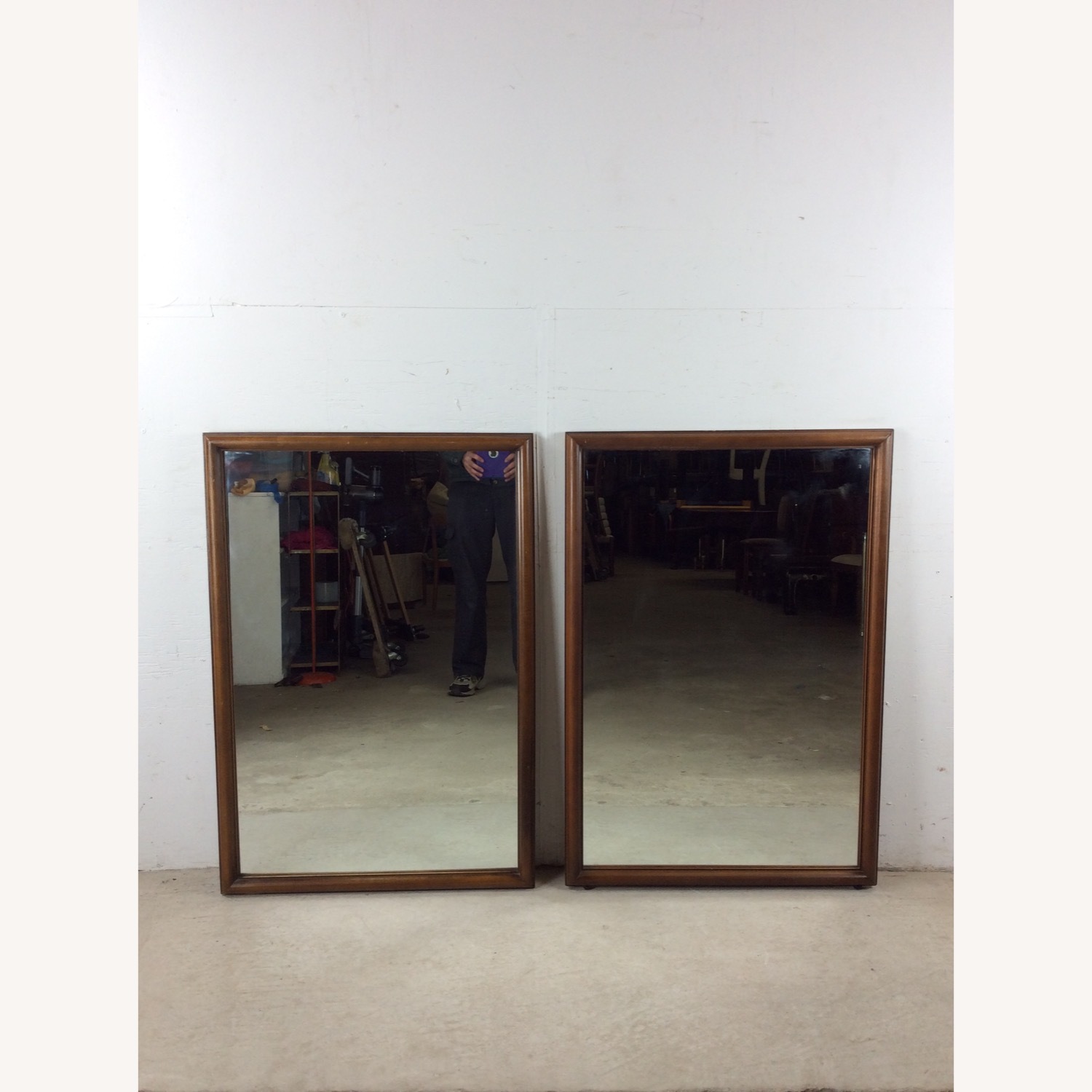 Pair MCM Rectangular Wall Mirrors with Thin Walnut - image-2