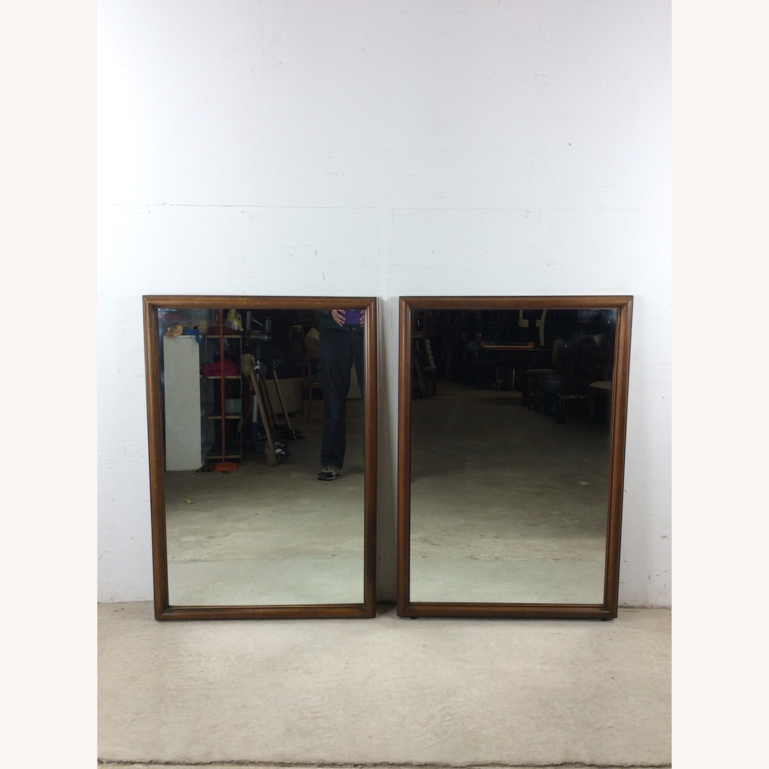 Pair MCM Rectangular Wall Mirrors with Thin Walnut - image-1