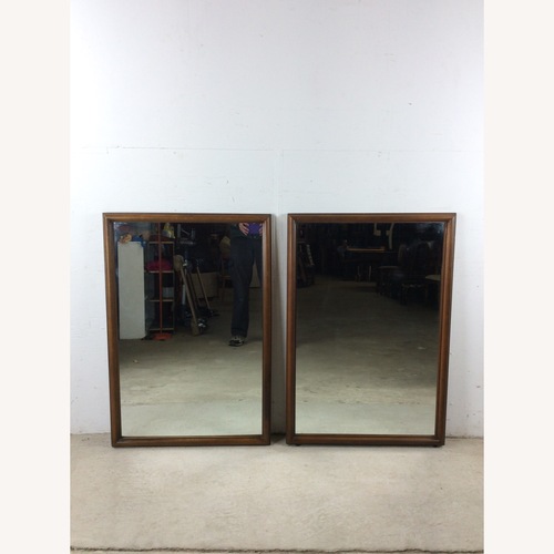 Used Pair MCM Rectangular Wall Mirrors with Thin Walnut for sale on AptDeco