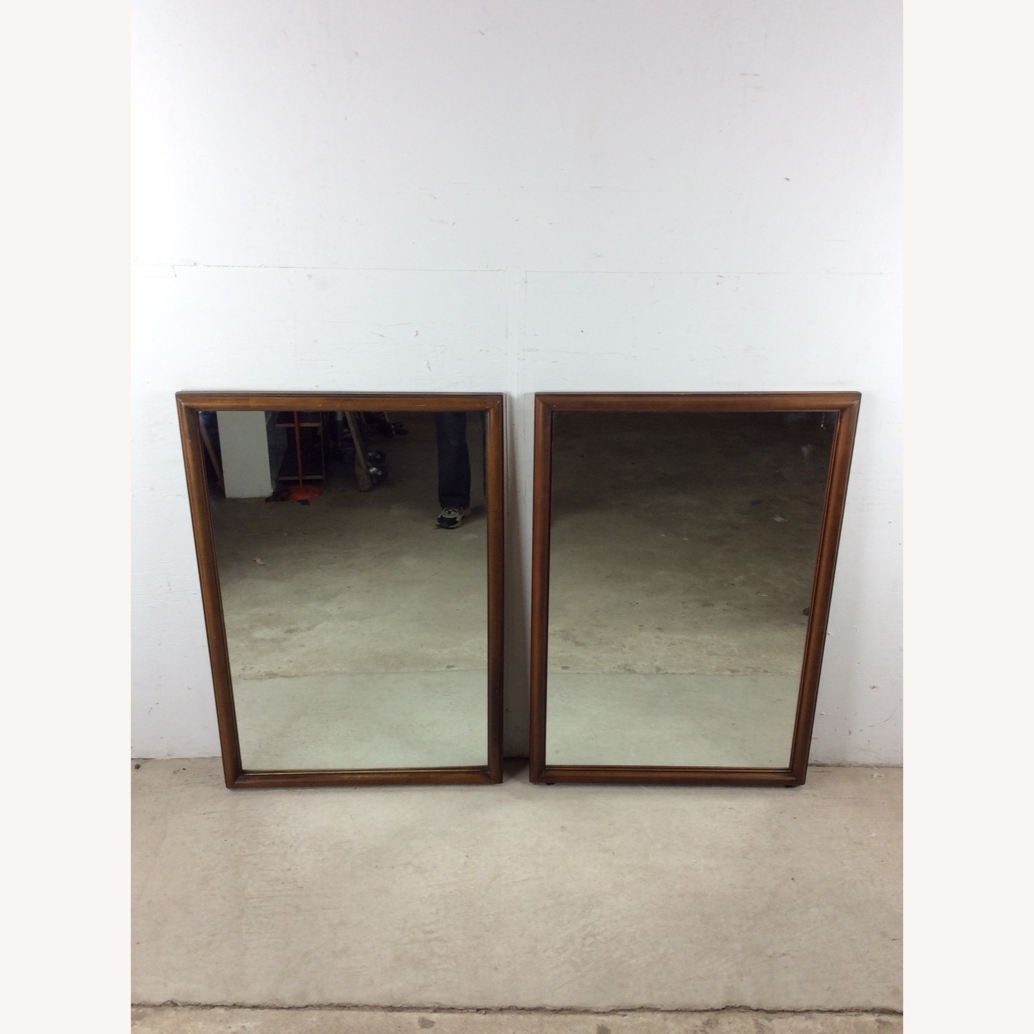 Pair MCM Rectangular Wall Mirrors with Thin Walnut - image-3