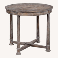 Pair of Empire Style Round Wood Side Tables