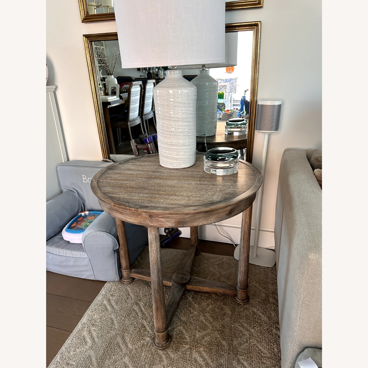 Pair of Empire Style Round Wood Side Tables - image-2