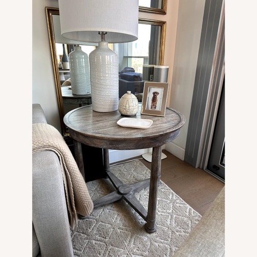 Used Pair of Empire Style Round Wood Side Tables for sale on AptDeco