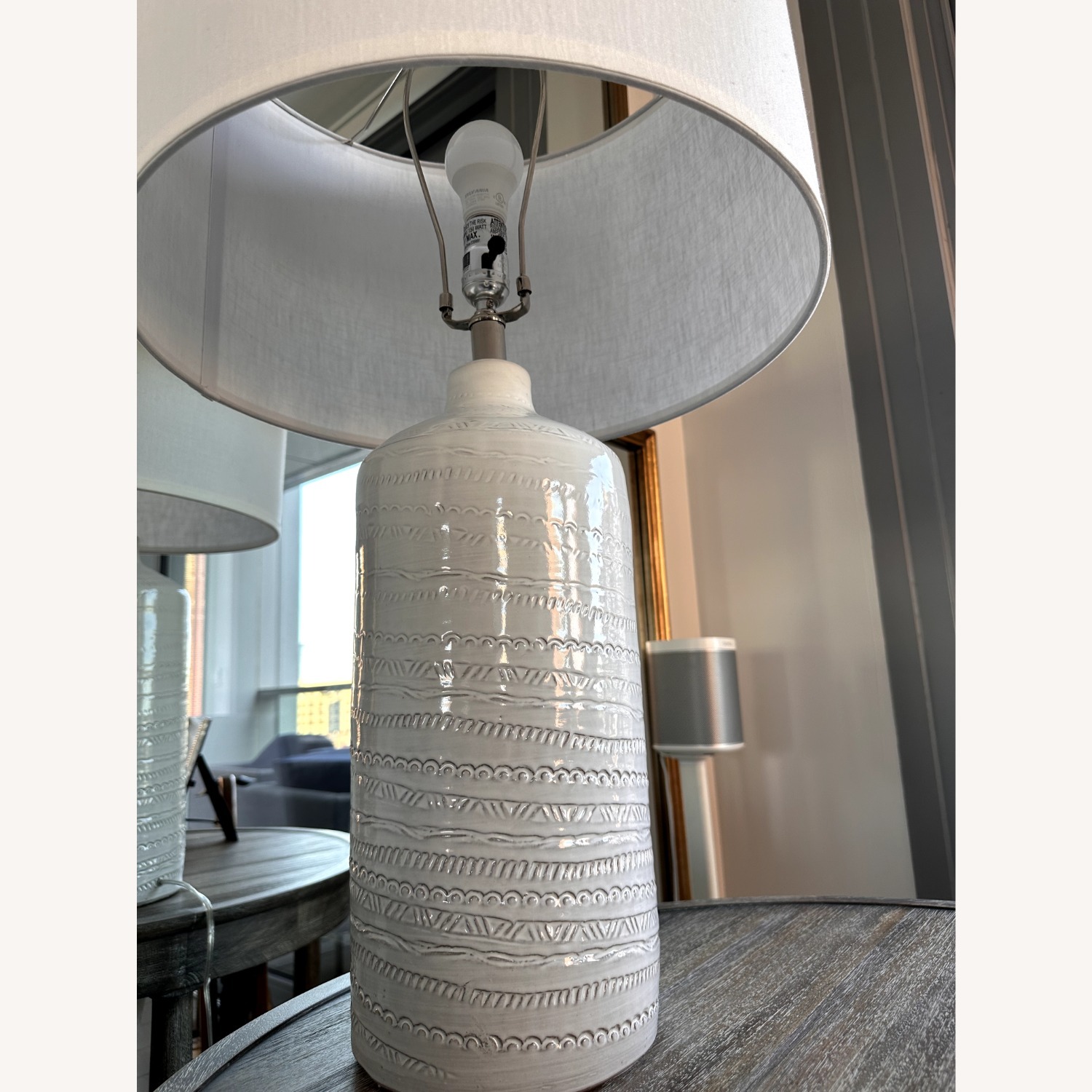 Pair of Large Ceramic Trace Table Lamps - image-3