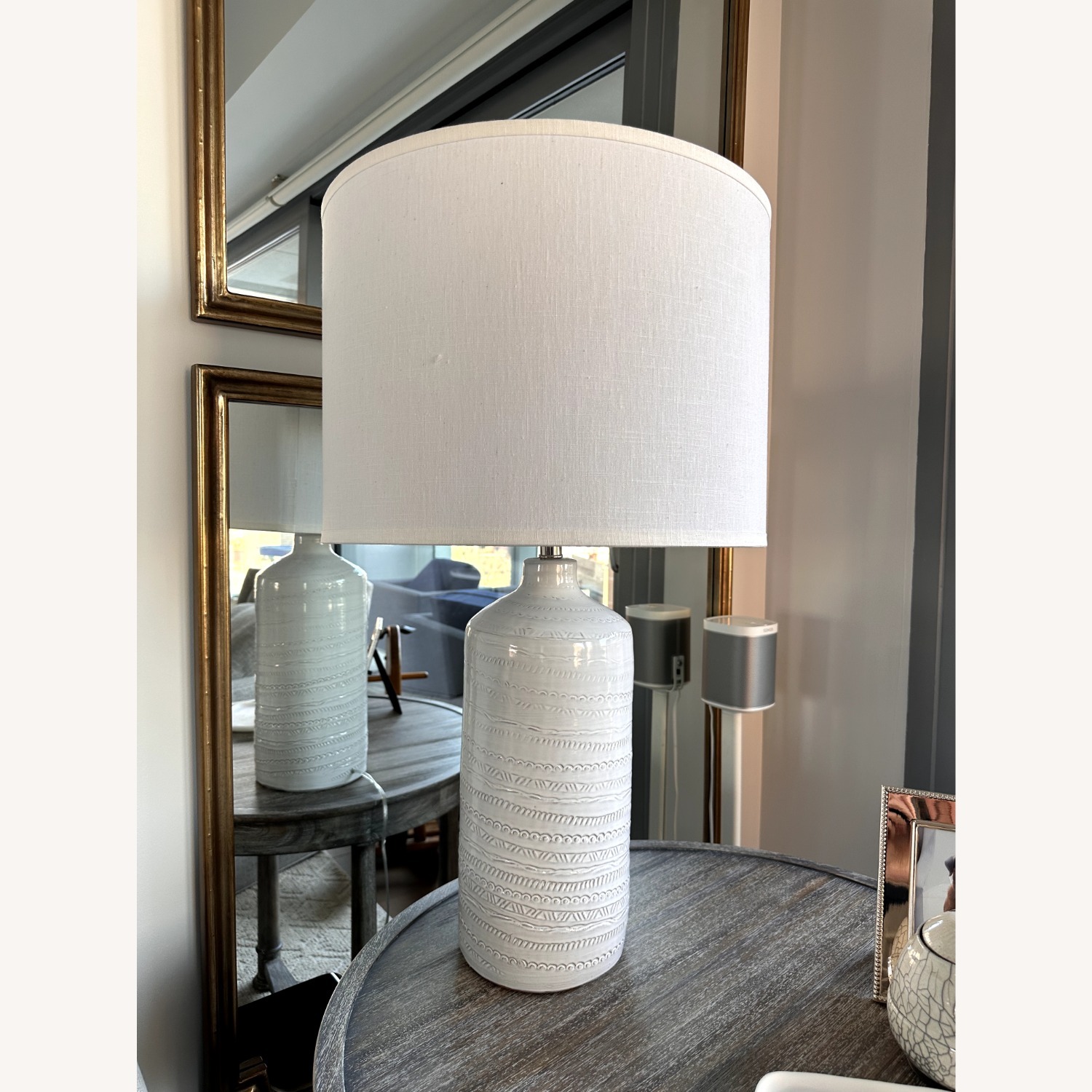 Pair of Large Ceramic Trace Table Lamps - image-2