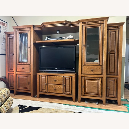 Used Dark Brown Wood Media Storage for sale on AptDeco