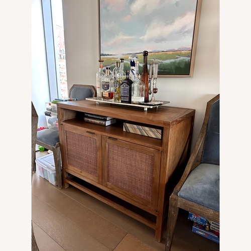 Used Crate & Barrel Blake 42" Rattan Storage Media Console for sale on AptDeco