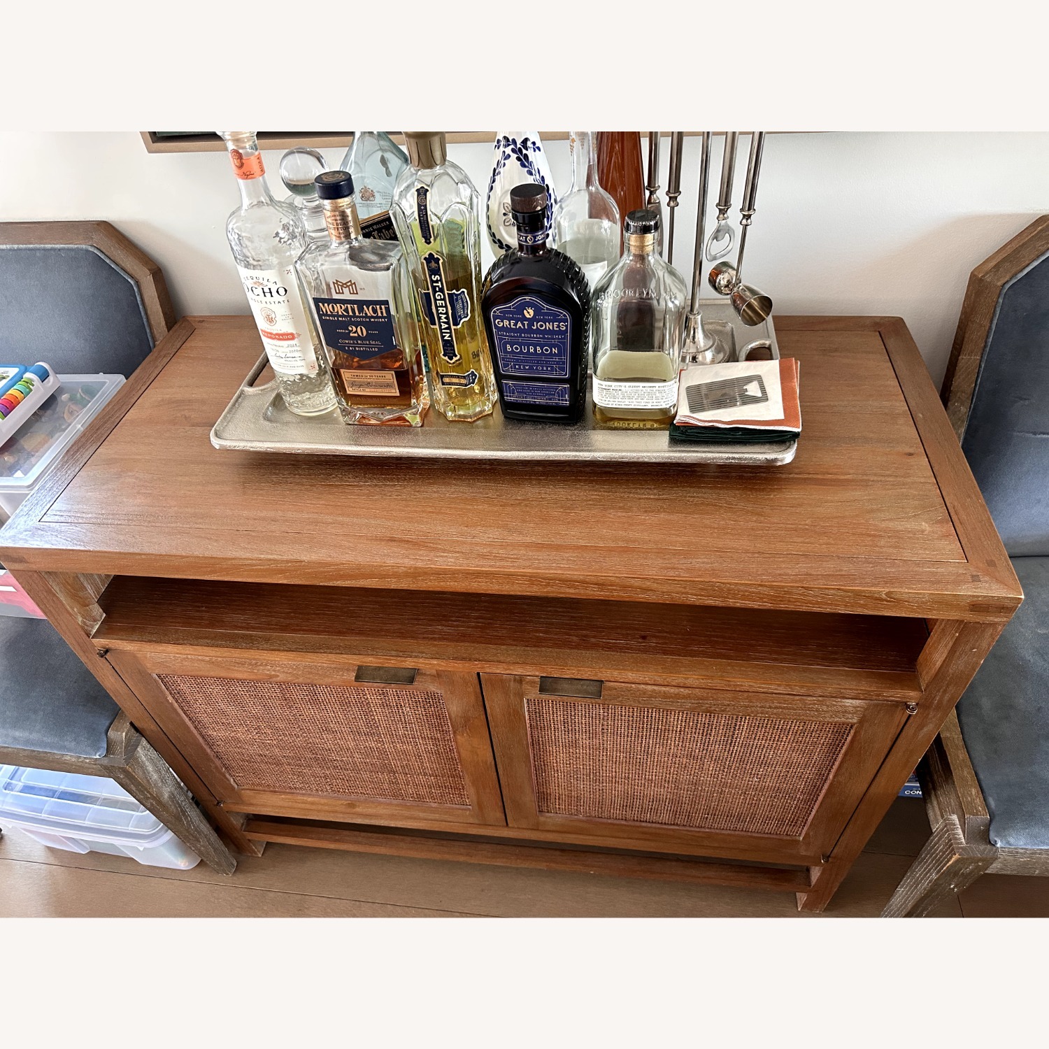 Crate & Barrel Blake 42" Rattan Storage Media Console - image-2