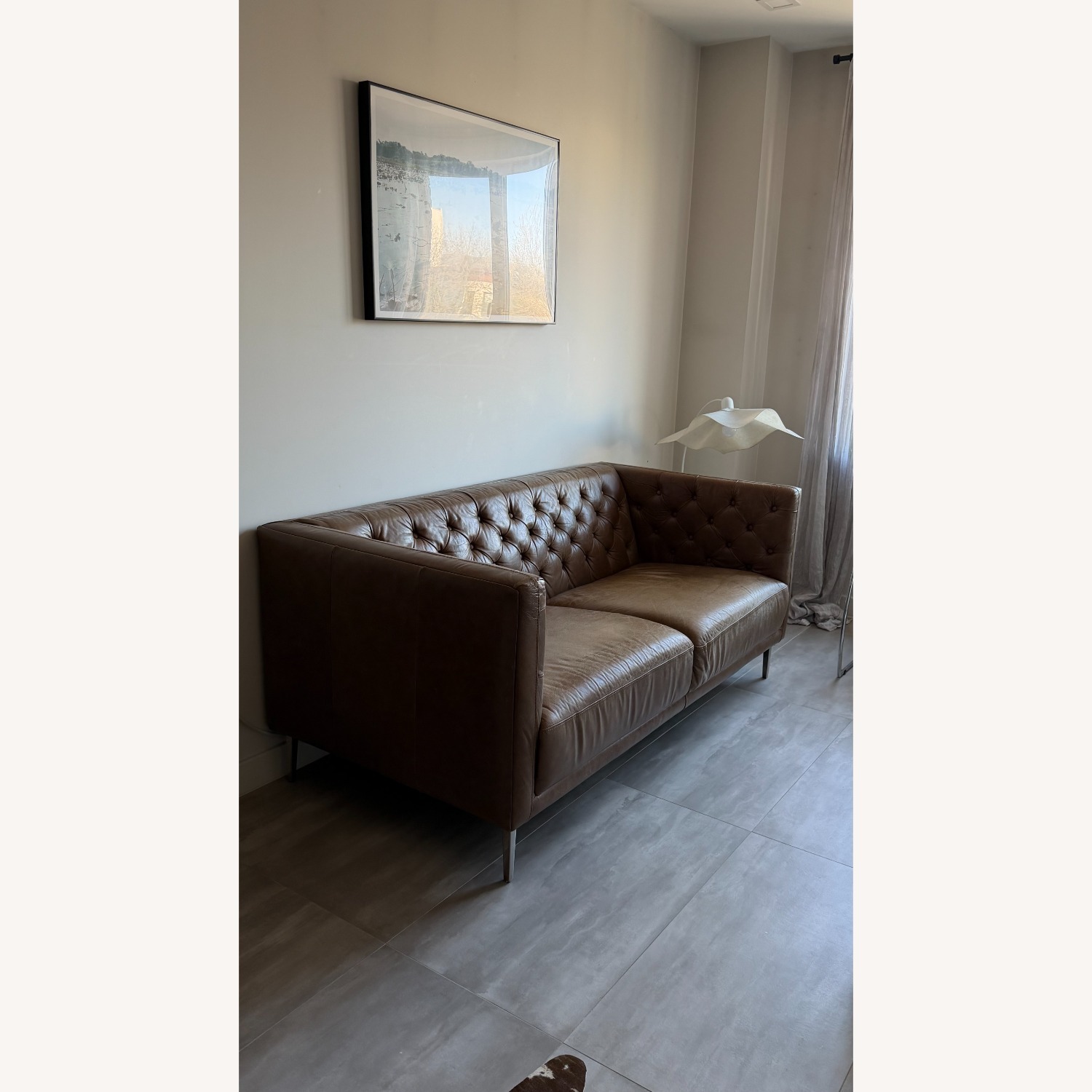 CB2 Savile  Dark Brown Leather 2 Seater Apt Sofa - image-2