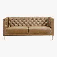 CB2 Savile  Dark Brown Leather 2 Seater Apt Sofa