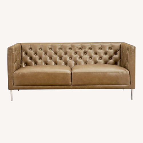 Used CB2 Savile  Dark Brown Leather 2 Seater Apt Sofa for sale on AptDeco