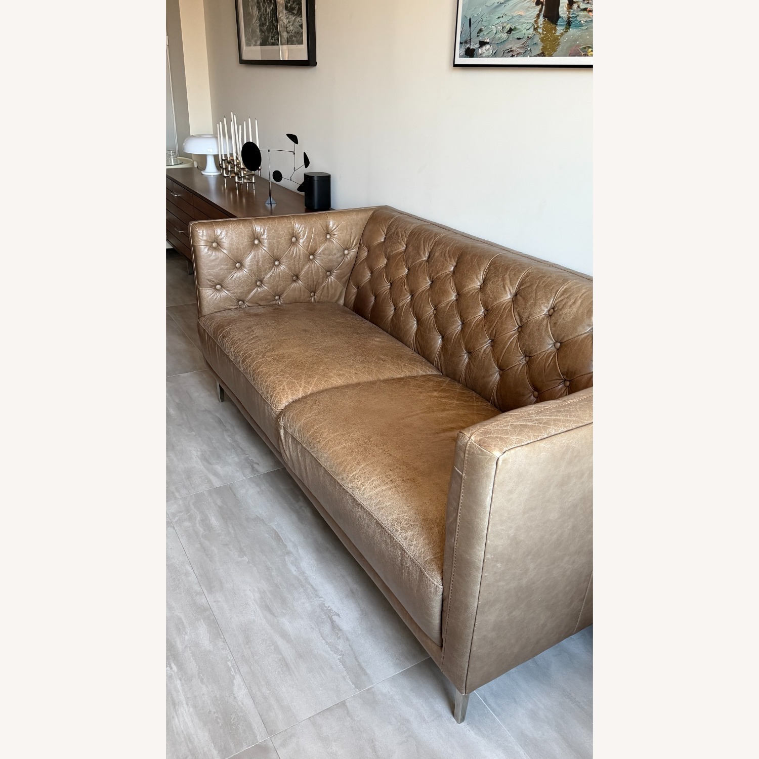 CB2 Savile  Dark Brown Leather 2 Seater Apt Sofa - image-3