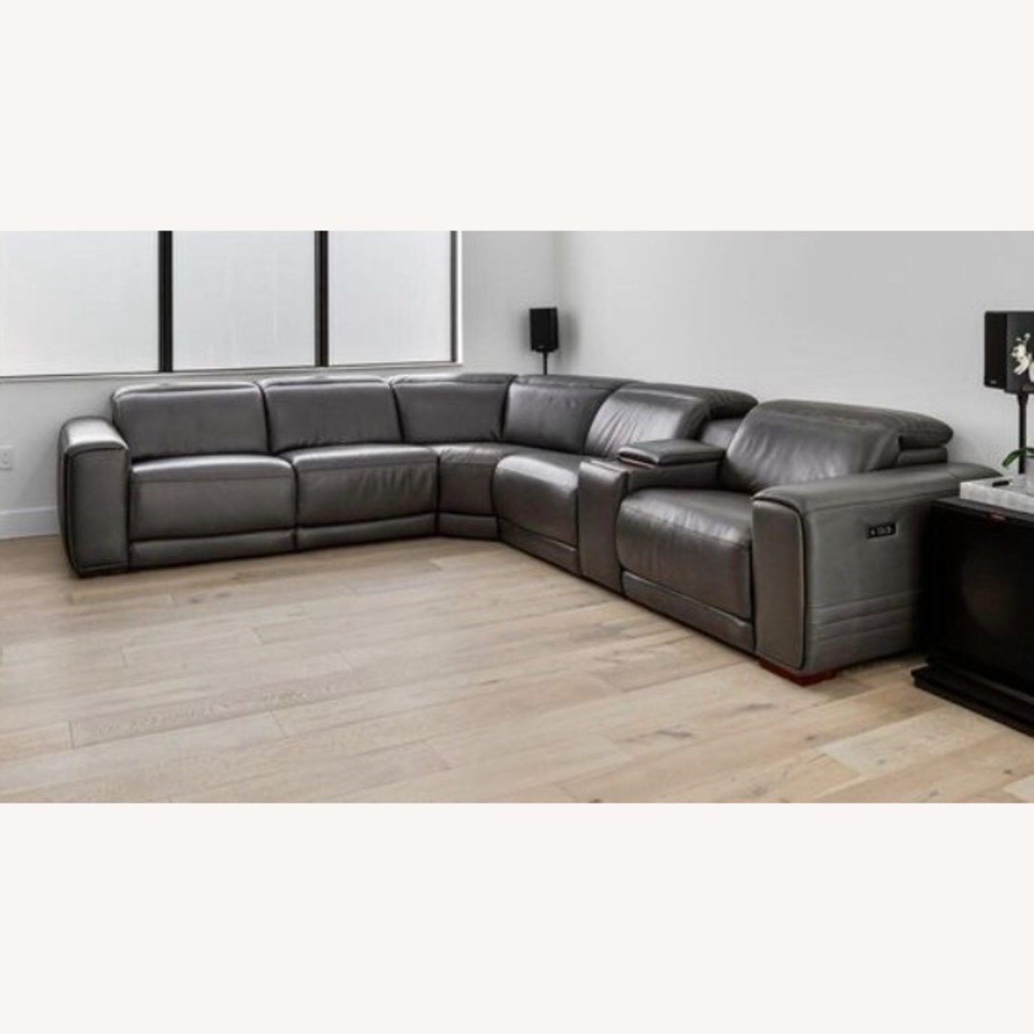 Costsco Karson Dark Gray Leather 3+ Piece Sectional - image-4