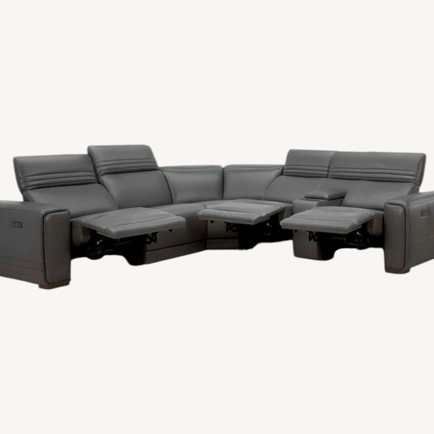 Costsco Karson Dark Gray Leather 3+ Piece Sectional - image-0