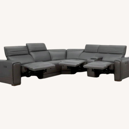 Used Costsco Karson Dark Gray Leather 3+ Piece Sectional for sale on AptDeco