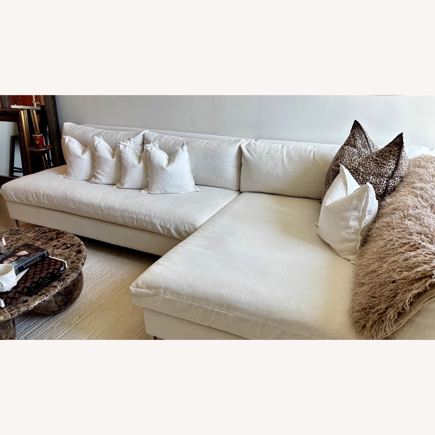 CB2 White Fabric 2 Piece Sectional - image-3