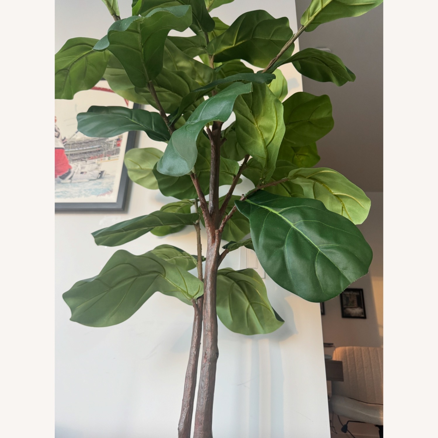 West Elm Faux Leaf Fig Tree+ Wood Leg Planter - image-4