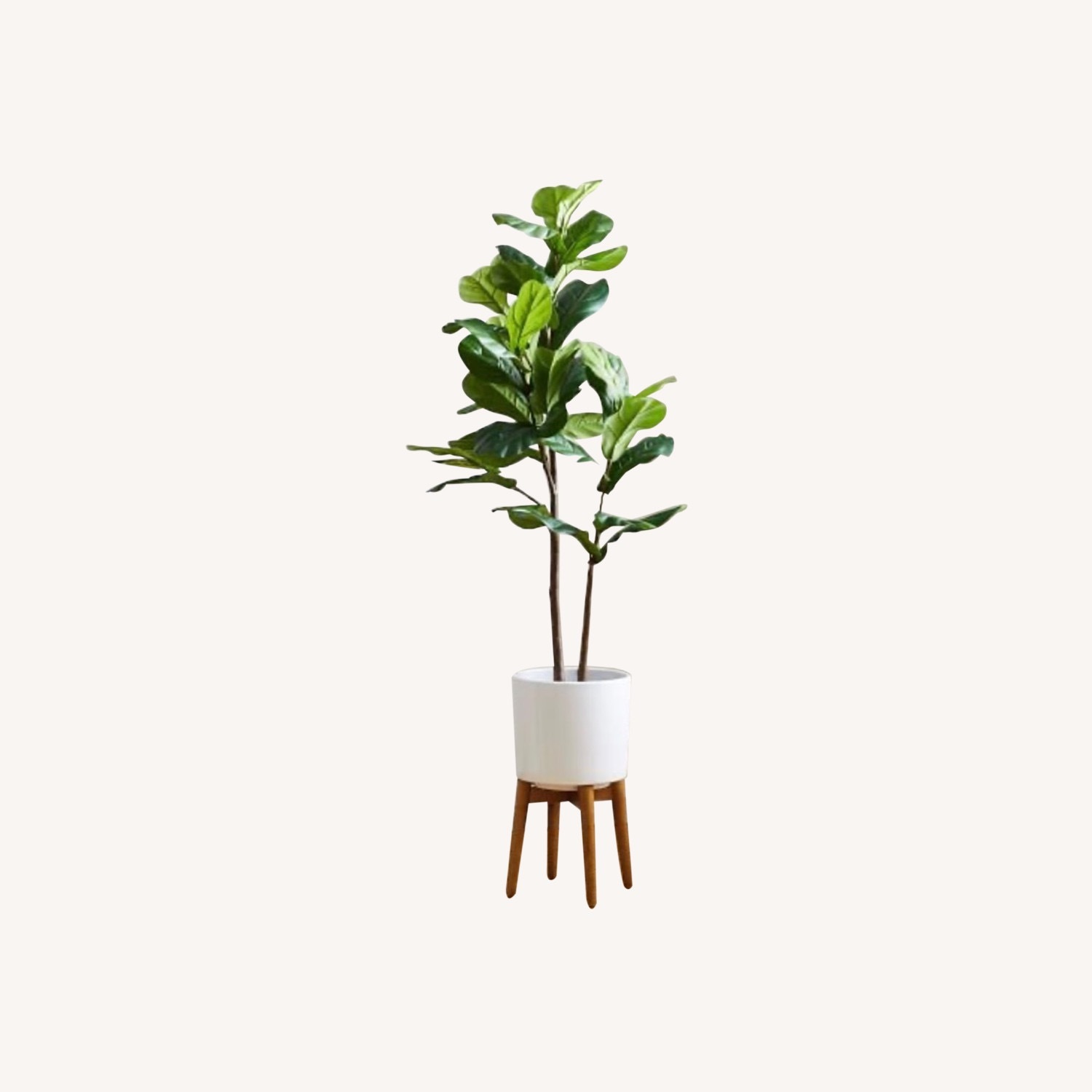 West Elm Faux Leaf Fig Tree+ Wood Leg Planter - image-2