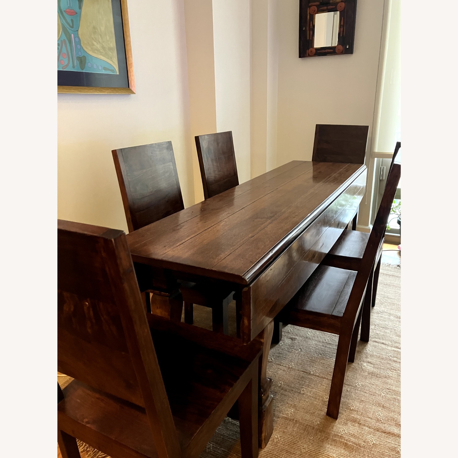 Vintage/Antique Dark Brown Wood Dining Table - image-4