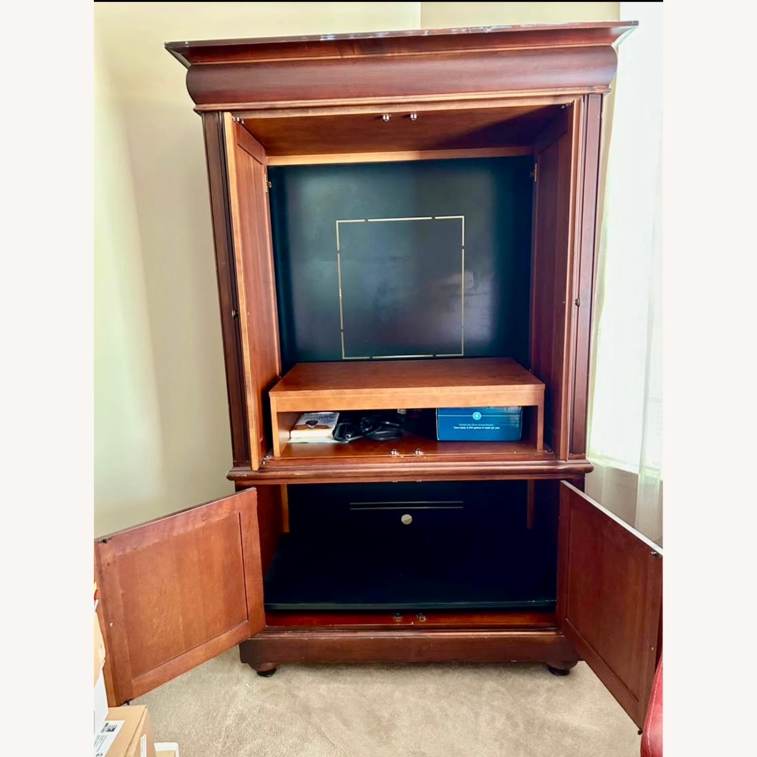 Dark Brown Wood Armoire - image-3