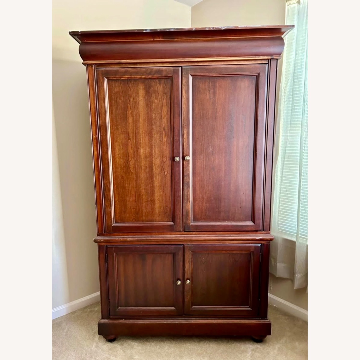 Dark Brown Wood Armoire - image-1