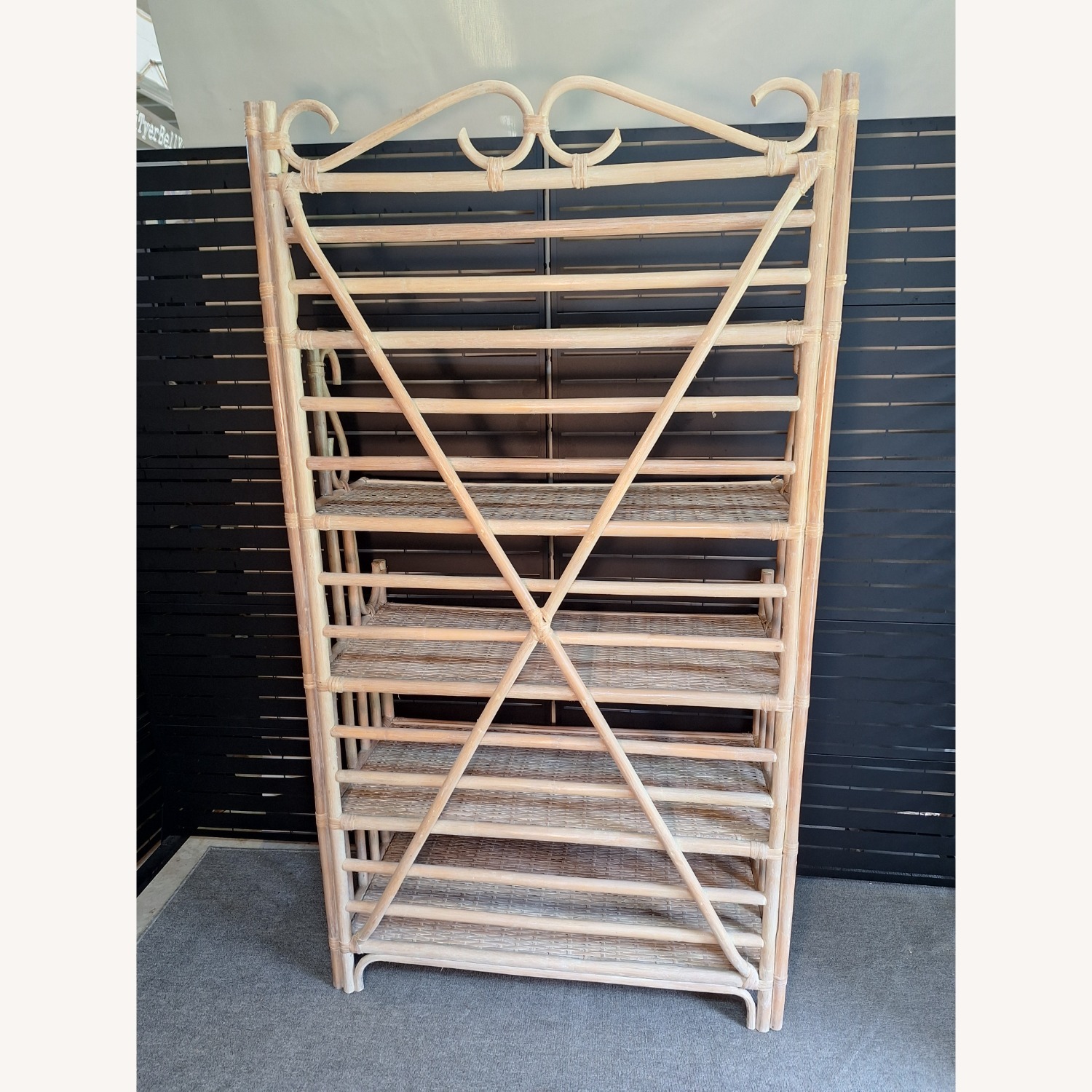1970s Bamboo Rattan and Cane Etagere  - image-4