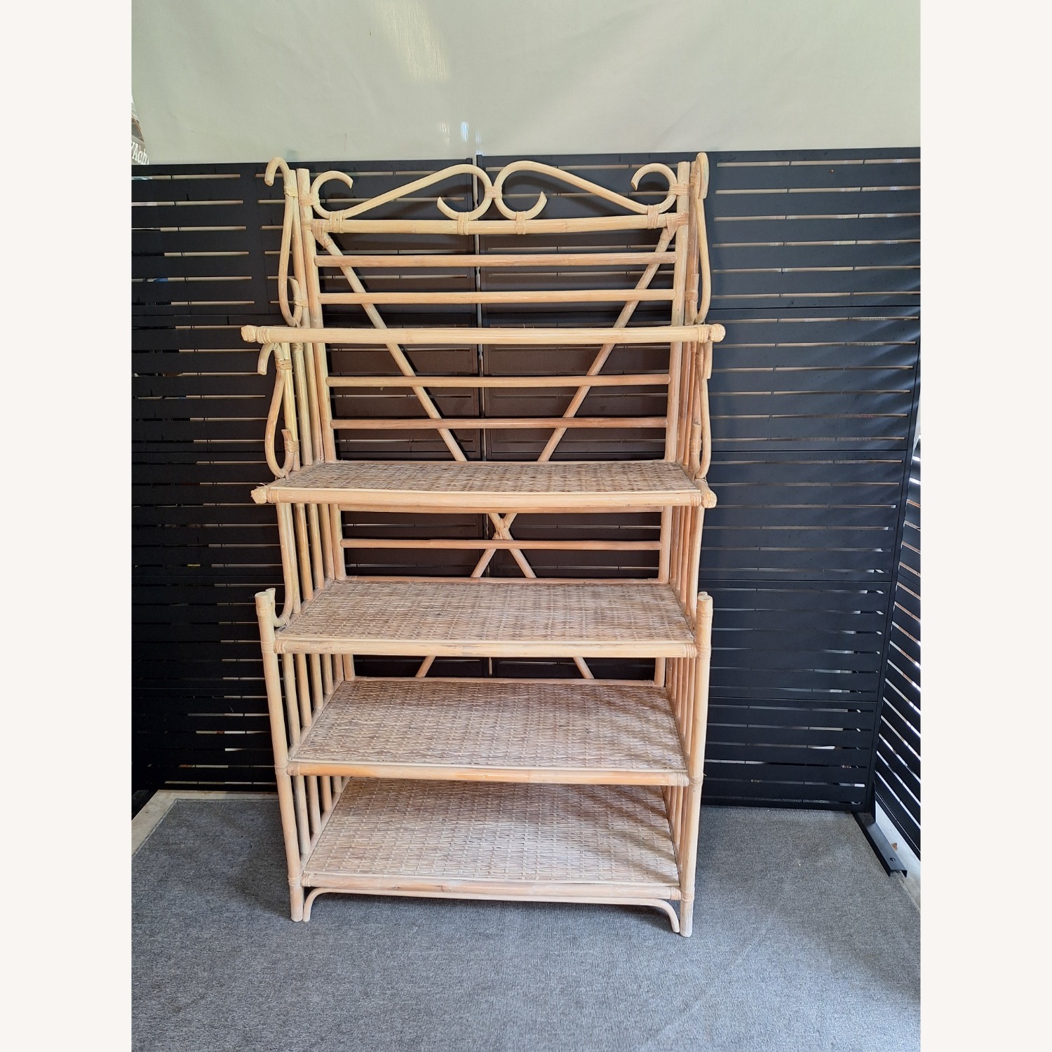 1970s Bamboo Rattan and Cane Etagere  - image-8
