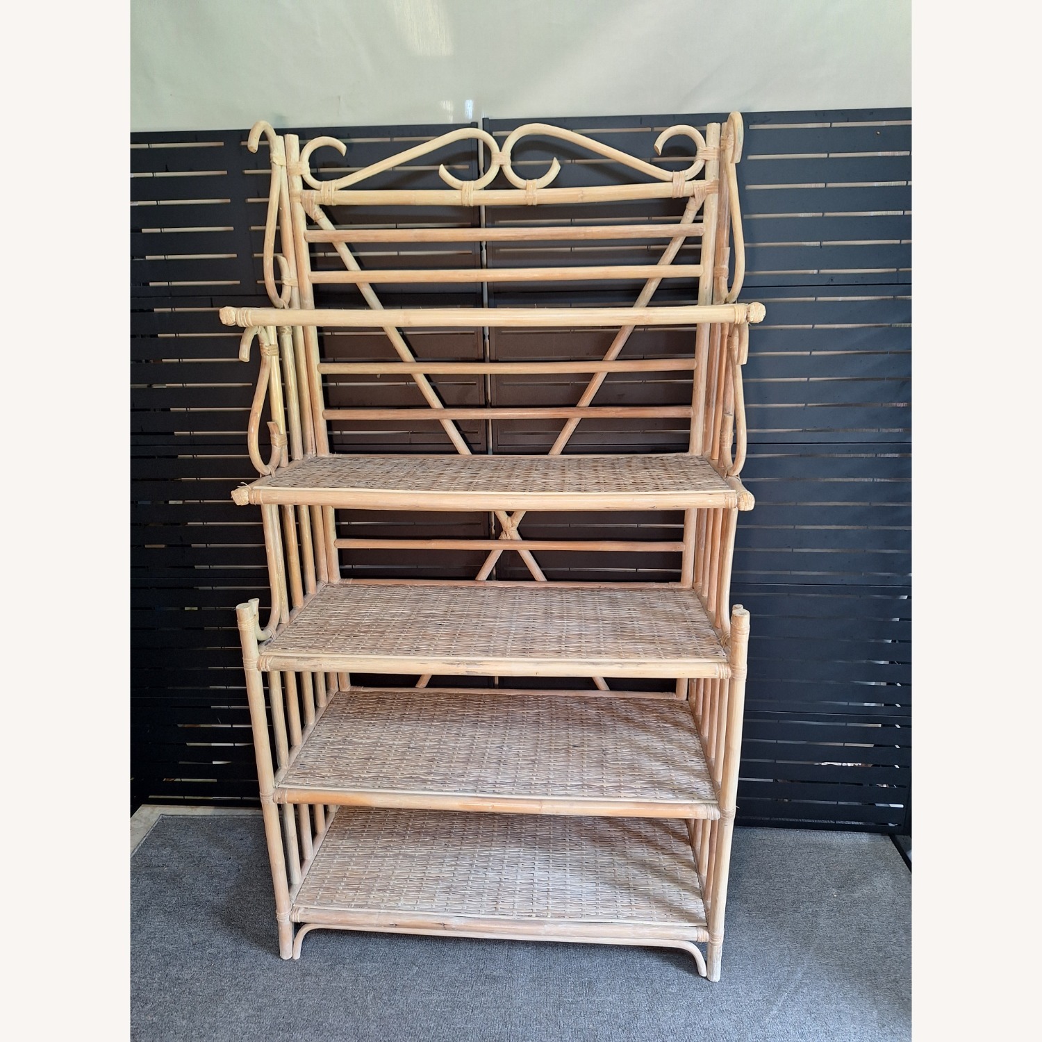 1970s Bamboo Rattan and Cane Etagere  - image-1
