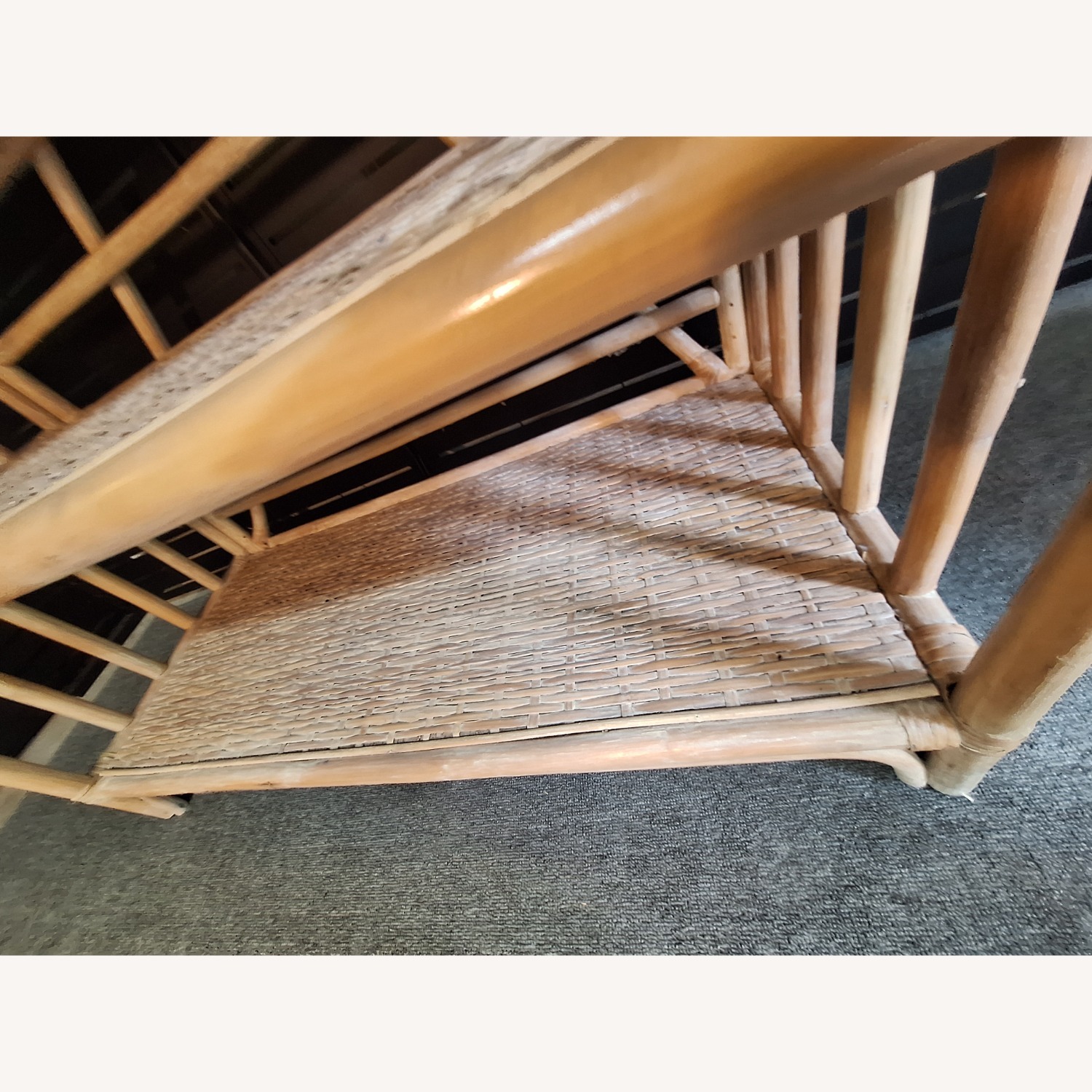 1970s Bamboo Rattan and Cane Etagere  - image-10