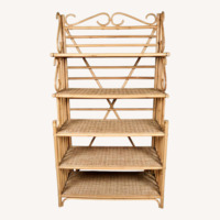 1970s Bamboo Rattan and Cane Etagere 