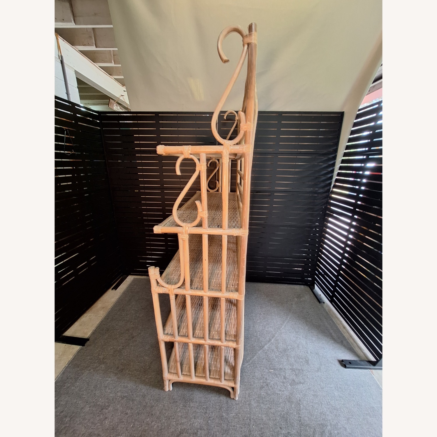 1970s Bamboo Rattan and Cane Etagere  - image-2